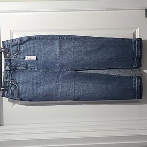 Express High Waisted Front Slit Maxi Denim Skirt